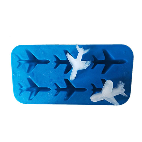 3D Blue Silicone Airplane Ice Mold Whiskey Wine Cocktail Juice Silicone Ice Cube Tray Maker Fondant Chocolate Mould Bar Tools