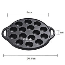 Load image into Gallery viewer, 12 Hole/15 Hole Cast Iron Uncoated Nonstick Octopus Ball Takoyaki Maker Meatball Mold Cake Baking Pan Bakeware Tool BBQ Plate