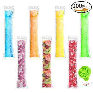 200PCS Ice Popsicle Molds Bags Disposable Candy Tube Zip-Lock Pouch Freeze Pops